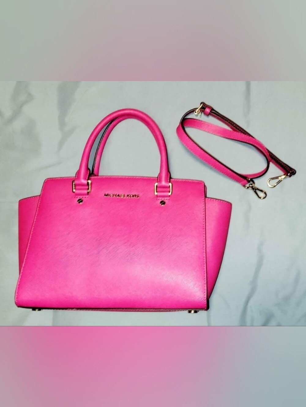 Michael Kors Selma Saffiano Leather Satchel in Hot Pink